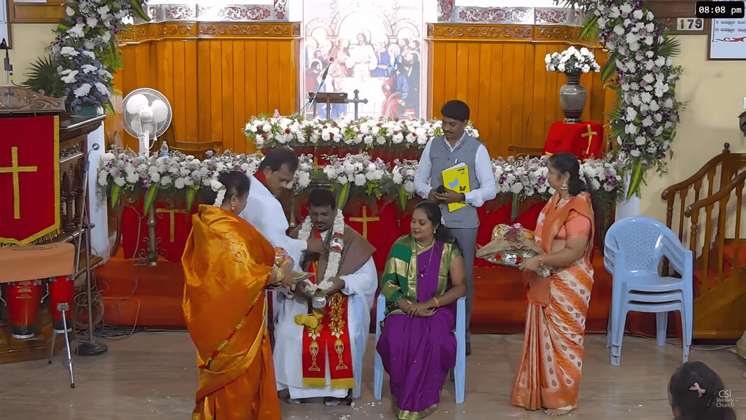 Honoring the Rev. Margan Sandesh, our presbyter-in-charge, and his wife, Mrs. Priya Esther Margan Honoring the Rev. Margan Sandesh, our presbyter-in-charge, and his wife, Mrs. Priya Esther Margan